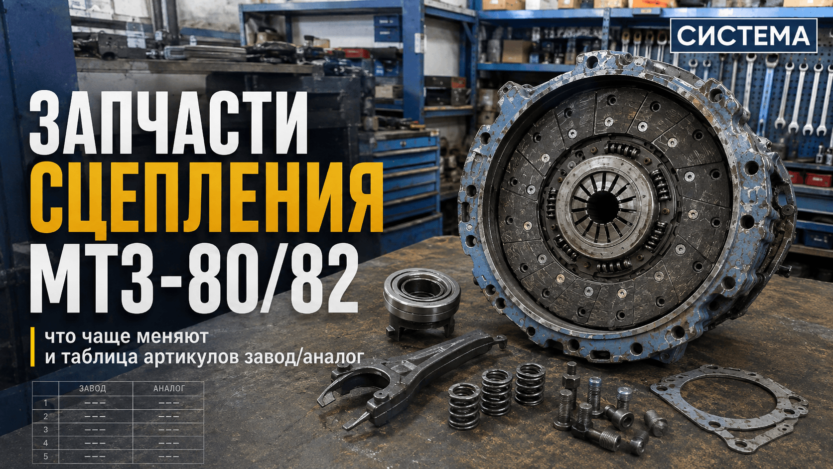Запчасти сцепления МТЗ-80/82: что чаще меняют и таблица артикулов завод/аналог