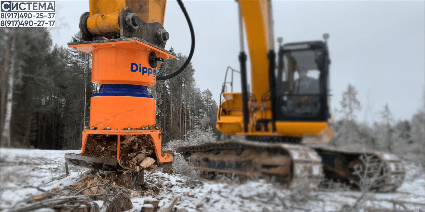 Экскаватор можно использовать с мульчером и с корчевателем