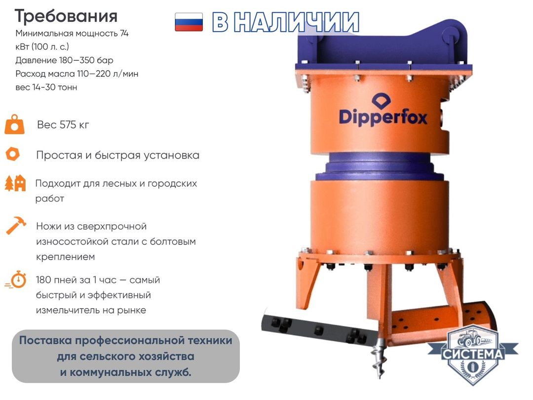 Измельчитель пней Dipperfox для экскаватора (корчеватель)